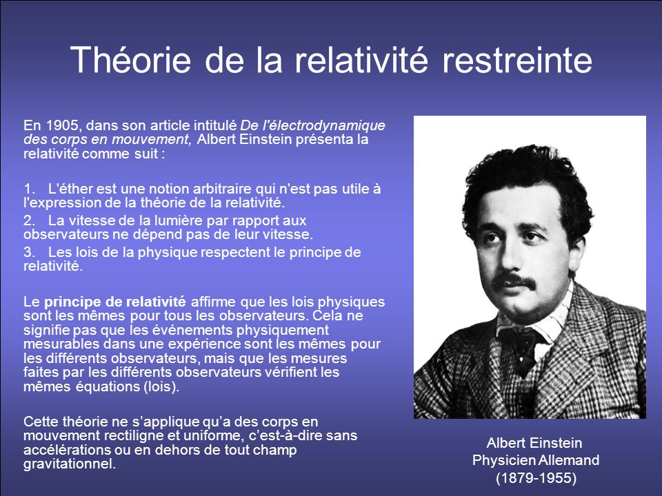 theorie de la relativite restreinte